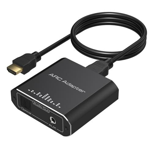 HDMI ARC Audio Extractor 192KHz Just Work for HDTV ARC to Optical/RCA Audio Converter RCA to 3.5MM AUX+Toslink Output Suitable for Soundbar Speaker Headphones Amplifier No CEC - color: Light Black