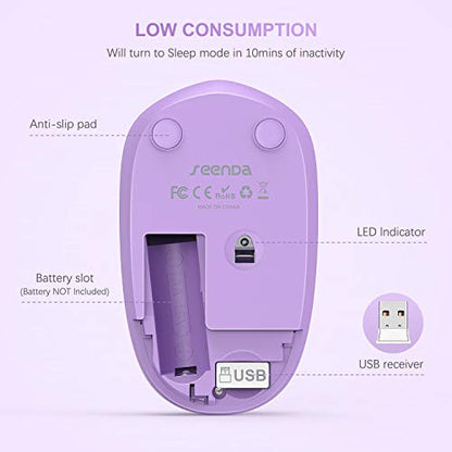 seenda Wireless Mouse for Laptop, 2.4G Noiseless Mouse with USB Receiver - Optical Tracking Portable Computer Mice for Chromebook, PC, Tablet, Windows System, 24 Months Battery Life - Purple - color: Purple