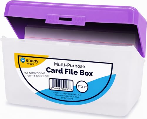 Enday Index Card Box Purple 3x5 Index Card Holder, Index Card Organizer, Flash Card Holder, Holds 250 Cards. - color: PURPLE, size: 1 PACK