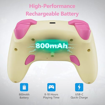 Wireless Switch Controller for Switch/Lite/OLED/Switch 2, Hall Effect Triggers & Joysticks/Wake-Up Function/Turbo, Switch 2 Controller with 2.4G Adapter/2 Macro Buttons, Switch 2 Pro Controller Yellow - color: Yellow