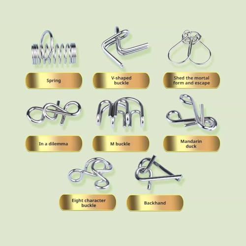Metal Puzzle Solving,8/16/24/40Pcs 3D Interlocking Metal Wire Puzzles Set for Adults,Brain Teaser Puzzles IQ Logic Mind Games,Reverse Thinking Physics Mind Games for Party - color: 2 Set