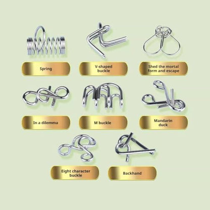 Metal Puzzle Solving,8/16/24/40Pcs 3D Interlocking Metal Wire Puzzles Set for Adults,Brain Teaser Puzzles IQ Logic Mind Games,Reverse Thinking Physics Mind Games for Party - color: 2 Set