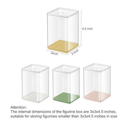 Clear Figure Display Case 3x3x4.5 inch Small Acrylic Figurine Storage Box Showcase for Collectibles Minifigure Mini Dolls Toys Organizer - size: Pack of 1