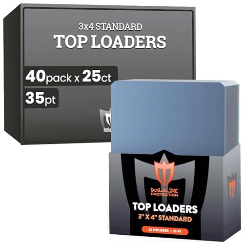 Max Protection 35pt Top Loaders for Cards - 1000 Count - Premium 3x4 Inch Trading Card Toploaders - Protect Your Baseball and Sports Cards with These Crystal Clear Hard Plastic Sleeves Protectors - size: 1000 Toploaders