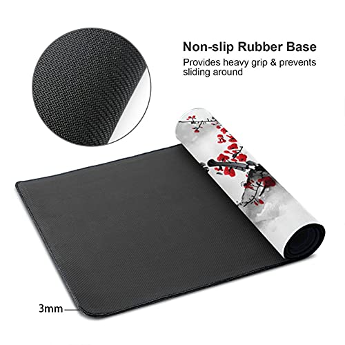 Extended Large Gaming Mouse Pad 35.4 X 15.7 Inch XXL Full Desk Japanese Art Style Cherry Blossom & Sakura Mousepad Non-Slip Rubber Base Big Keyboard Mat with Stitched Edges for Home Office - color: Pink, size: X-Large-XX-Large