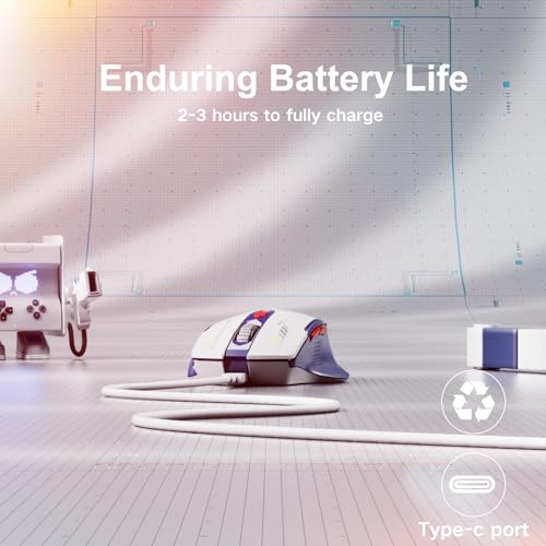 Uineer Bluetooth Mouse, Tri-Mode Wireless, Rechargeable, 3-Device Switch | Dual Bluetooth plus 2.4G connectivity, 3-device switching and a visible rechargeable battery level. - color: Blue White