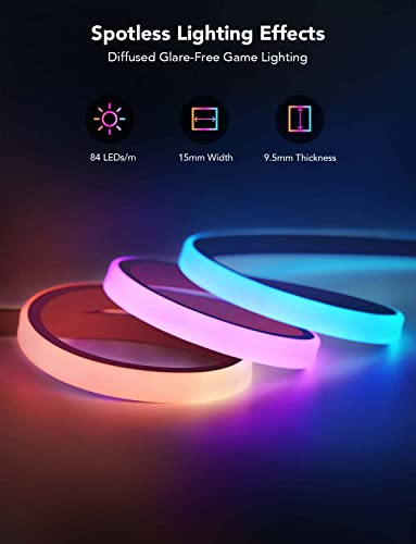 Govee RGBIC LED Neon Rope Lights, 10ft Gaming Lights for Gaming Desks | LED Strip Lights Syncing with Razer Chroma, Support Cutting, Smart App Control, Music Sync, Adapter (Only 2.4G Wi-Fi) - size: 10ft