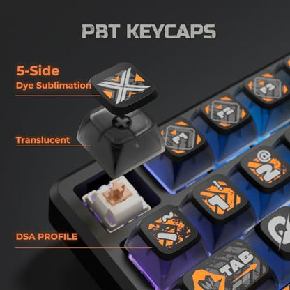 RK ROYAL KLUDGE R98 Pro Wired Mechanical Keyboard, RGB PC Gaming Keyboard with Number Pad and Volume Knob, dye Sublimation DSA Profile Pudding Keycaps, for Win/MAC, Hot Swappable Tactile Beige Switch - color: Black-Translucent, size: Hot Swappable Beige S