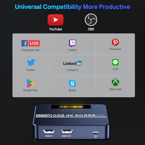 ACASIS 4K60fps Video Capture Card for Streaming and Gaming, VRR Support, External Capture Card for Xbox Series X/S, Xbox One, PS5, PS4/Pro, PC/Mac, Live Stream