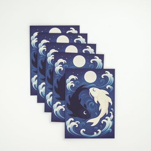 MTG Sleeves by Arcanum Industries, 103 Matte Card Sleeves for Magic The Gathering & TCG - Premium Shuffle Feel & Borderless Art with Black Interior (Spirit Koi)