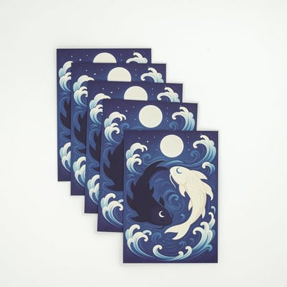 MTG Sleeves by Arcanum Industries, 103 Matte Card Sleeves for Magic The Gathering & TCG - Premium Shuffle Feel & Borderless Art with Black Interior (Spirit Koi)