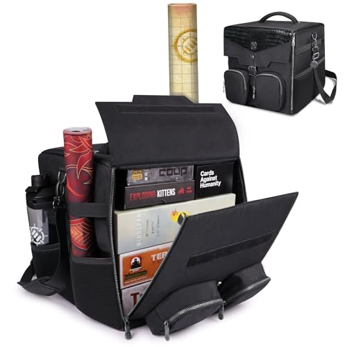 ENHANCE Board Game Shoulder Bag - Collector's Edition Board Game Storage with Shoulder Strap and Accessories Pockets for Dice, Cards, More - Reinforced Carrier Protects Tabletop Games (Dragon Black) - color: Dragon Black