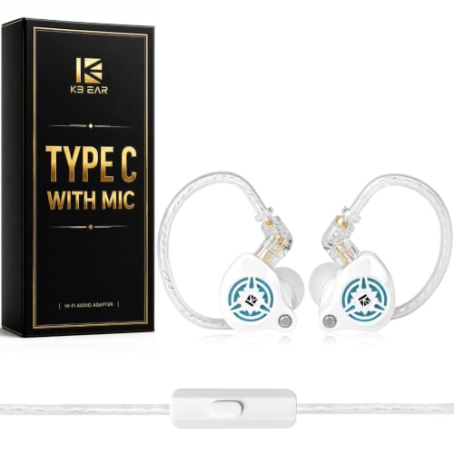 2026 Latest erabuds,KBEAR BK1 Wired Gaming Earbuds,10mm Single DD in Ear Monitor,HiFi Headset Wired Earbuds IEM Earphones with Detachable Cable for Gaming/Music/Video (White, 3.5 with mic) - color: D