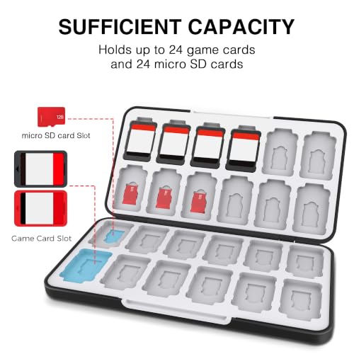 HEIYING Switch Game Card Case for Switch 2 /OLED / Lite,Custom Pattern Game Cards Holder with 24 Games Card Slots and 24 Micro SD Cards Slots for Easy to Carry - color: Glass Game Console