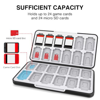 HEIYING Switch Game Card Case for Switch 2 /OLED / Lite,Custom Pattern Game Cards Holder with 24 Games Card Slots and 24 Micro SD Cards Slots for Easy to Carry - color: Glass Game Console