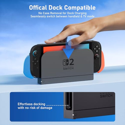 Lainergie 9-IN-1 Switch 2 Grip Case, Ergonomic Grip Hard Shell with Replaceable Grips [to fit All Hands Sizes], Dockable Handheld Shell Set for Nintendo Switch 2 2025, Neon Blue (L) + Neon Red (R) - color: Neon Blue + Red