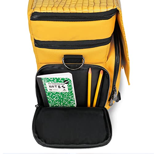 ENHANCE Collector's Edition RPG Adventurer's DnD Bag - Dragon Hide Exterior Travel RPG Bag with Tabletop Miniatures Storage Vault, Mat Holder, DnD Dice & Token Pockets, Fits 4-8 Books (Dragon Gold) - color: Dragon Gold