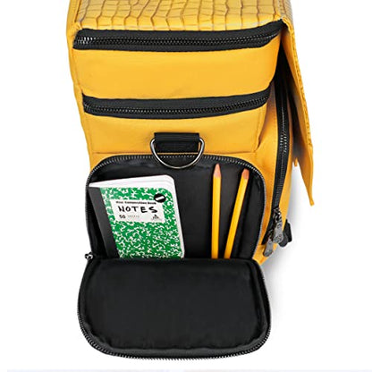 ENHANCE Collector's Edition RPG Adventurer's DnD Bag - Dragon Hide Exterior Travel RPG Bag with Tabletop Miniatures Storage Vault, Mat Holder, DnD Dice & Token Pockets, Fits 4-8 Books (Dragon Gold) - color: Dragon Gold