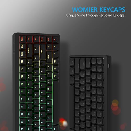 Womier Low Profile Keycaps for Mechanical Keyboard, Shine Through Keycaps | PBT Black Custom Key caps 60% 65% 75% 96% 100% for Cherry Gateron MX Switches, Black Backlight - color: Black
