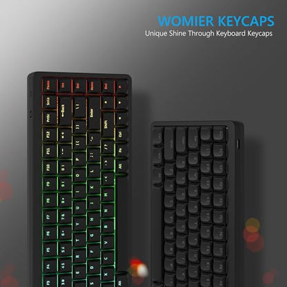 Womier Low Profile Keycaps for Mechanical Keyboard, Shine Through Keycaps | PBT Black Custom Key caps 60% 65% 75% 96% 100% for Cherry Gateron MX Switches, Black Backlight - color: Black