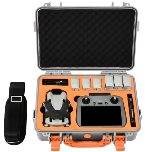 Hard Case for DJI Mini 3 Pro: with Custom Foam for DJI Mini 3/4 Pro Drone | Waterproof Carrying Case for DJI Mini 3 Fly More Combo, Batteries, Accessories, for DJI RC 2/RC/RC-N1/N2, Case Only - color: Gray