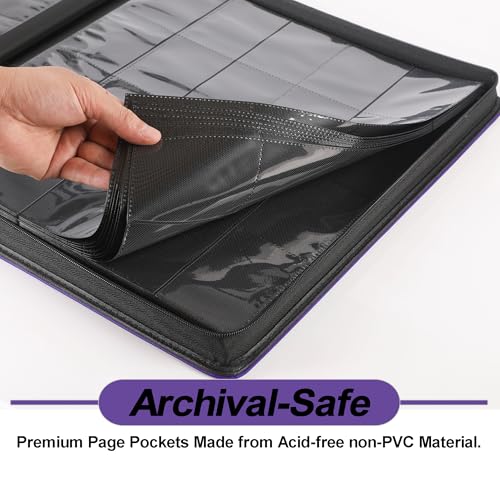 Premium 2000 Pocket Card Binder - 20 Pocket Trading Card Binder with Sleeves Fits 2000 Cards, Ringless Card Album for TCG - Model A，Classic Purple - color: Classic Purple