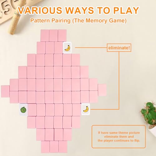 Vita Mahjong Game Set with Stickers, 65 Tiles DIY Plastic Mahjong Block Set, 2 Player Seaside Escape Push Tiles Game (Pink) - color: Pink