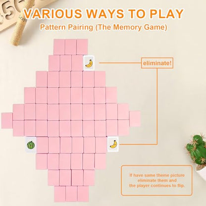 Vita Mahjong Game Set with Stickers, 65 Tiles DIY Plastic Mahjong Block Set, 2 Player Seaside Escape Push Tiles Game (Pink) - color: Pink