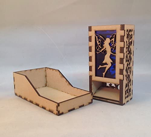 Fairy Mini Dice Tower v1 Dark Blue Acrylic Window Laser Cut MDF Unique Fast Shipping
