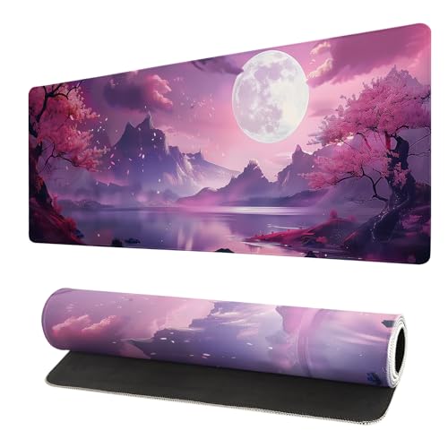 Gaming Mouse Pad Desk Pad,Extended Big Mouse Pad,31.5x11.8 Inch Long Computer Keyboard Mouse Mat Mousepad with 3mm Non-Slip Base and Stitched Edge for Gaming and Office… (Pink Canyon) - color: Pink Canyon