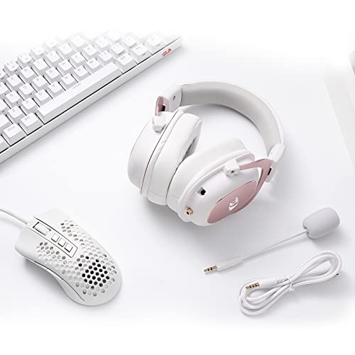 Redragon H510 Zeus White Wired Gaming Headset - 7.1 Surround Sound - Memory Foam Ear Pads - 53MM Drivers - Detachable Microphone - Multi Platforms for PC, PS4/3 & Xbox One/Series X, NS - color: White H510