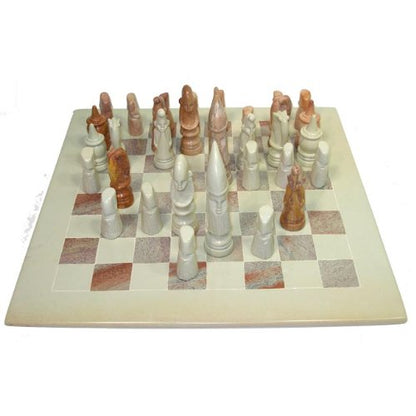 Global Crafts Maasai Tribe Soapstone Chess Set - Hand Carved Chess Board - Ages 6+ - size: 14 Inch