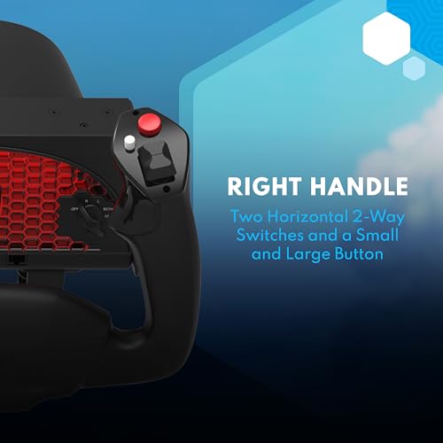 Honeycomb Alpha Flight Controls Yoke & Switch Panel — Flight Simulator Yoke w/ 180° Rotation, Steel Shaft, Ignition Switch, Fully-Equipped Handles, Dual Mounting — Compatible w/PC & Mac | Full 180 Degree Yoke Rotation, Steel Shaft with Dual Linear Ball Be