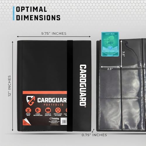 CardGuard Trading Card Binder Pro-Folio – 9 Pocket Binder - Side-Loading Album, Durable & Acid-Free Storage for Pokémon, YuGiOh, MTG, TCG, Game & Sports Cards, Black - color: Black