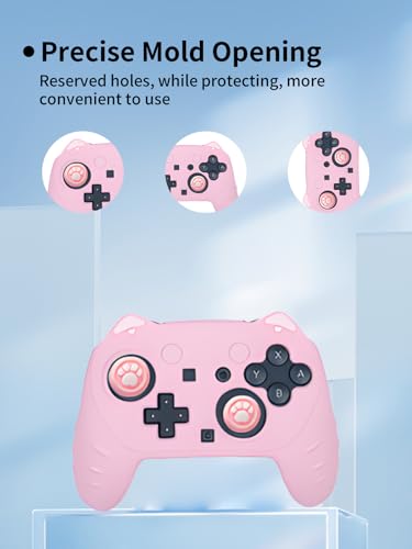 Case for Nintendo Switch 2 Pro Controller,UYRUREL Premium Sillence Material,Shock-Absorbing and Anti Drop Protection Soft Shell,with Stickers and Thumb Grips,Pink. - color: Pink