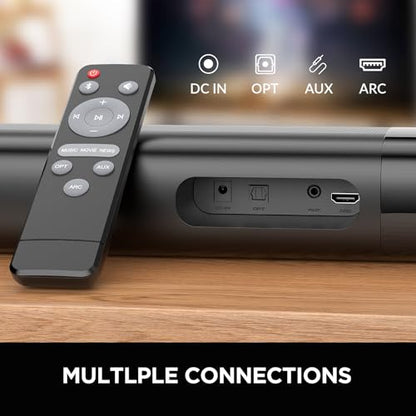 Sound Bar for Smart TV, 80W Soundbar with Bluetooth/ARC/Opt/AUX Connect, Auto Volume Boost, 3 Equalizer Modes, 2 in 1 Detachable Soundbar for TV/PC/Gaming/Projectors - color: Gray