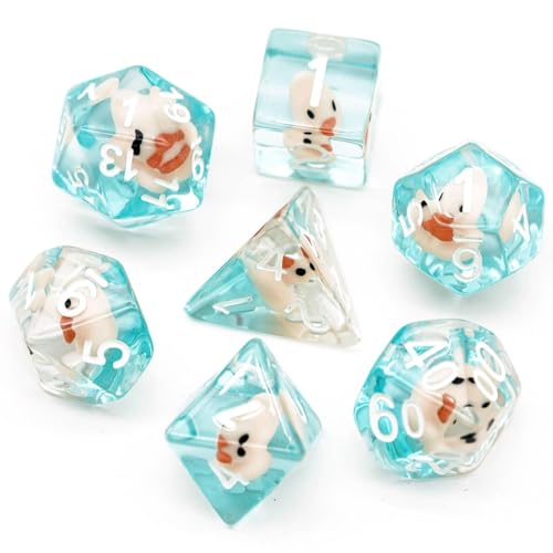 Cusdie 7-Die DND Dice, Polyhedral Dice Set Filled with Animal, for Role Playing Game D&D Dice（Pink Duck w/White Numbers） - color: Pink Duck