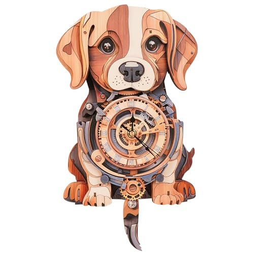 KAAYEE 3D Puzzles for Adults Beagle Clock Dog DIY Wooden Puzzle Craft | Wooden Puzzles for Adults Clock Kit (with Pendulum) for Men Women Creative Gift Home Wall Decor Brain Teaser Christmas - color: Beagle Clock