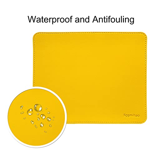 Leather Mouse Pad - Wood Mouse Pad, Double Side Mouse Pad with Stitched Edge, Waterproof Ultra Thin Mouse Pad for Computers, Laptop, Office & Home, 10.2 x 8.3 Inch, 1 Pack (Yellow) - color: Yellow