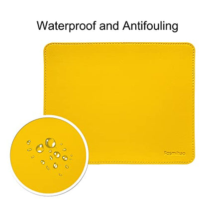 Leather Mouse Pad - Wood Mouse Pad, Double Side Mouse Pad with Stitched Edge, Waterproof Ultra Thin Mouse Pad for Computers, Laptop, Office & Home, 10.2 x 8.3 Inch, 1 Pack (Yellow) - color: Yellow