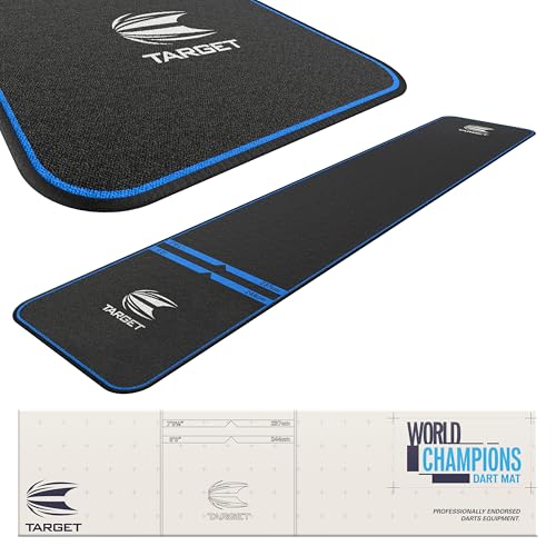 Target Darts Dart Mat - World Champions/Ink/Mod | Dart Oche Mat with Soft Tip and Steel Tip Throw Line Distances | Non Slip Carpet Mats for Floor and Dart Tips Protection | Darts Accessories - color: Blue