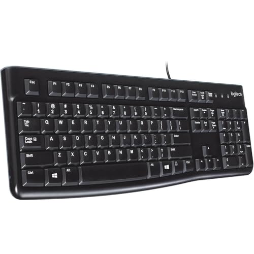 Logitech K120 Full Size Wired Keyboard USB Plug-and-Play Windows - Black