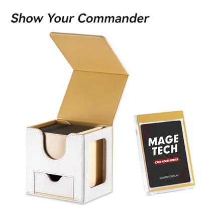 Mage Tech Card Deck Box for MTG Commander - Patented Design, Commander Display, As Deck Holder, Fits 100 Double-Sleeved Cards, Include 35pt Card Brick & Dice Tray (5. Halo) - color: 5. Halo