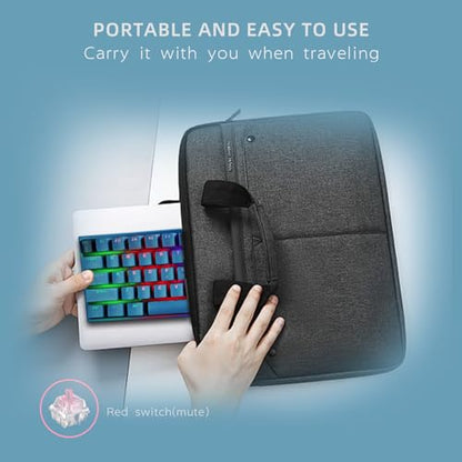 ONE-UP Portable 60% Mechanical Gaming Keyboard, LED Backlit Compact 61 Keys Mini Wired Office Keyboard with Red Switch, for Windows Laptop PC Mac - Black/Grey（Pale Blue）【Red Swich】 - color: Pale Blue
