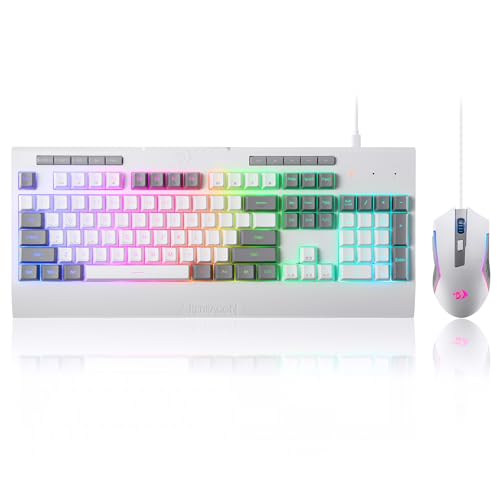 Redragon S151 Combo, K525 MembraneGaming Keyboard + M616 10000 DPI Mouse | 4 On-the-Fly Combos, No Software Needed, 6-Button Precision Control, Full-Size Layout, Shared Dongle, On-Board CPI Mice - color: S151 WT