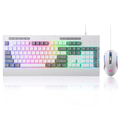 Redragon S151 Combo, K525 MembraneGaming Keyboard + M616 10000 DPI Mouse | 4 On-the-Fly Combos, No Software Needed, 6-Button Precision Control, Full-Size Layout, Shared Dongle, On-Board CPI Mice - color: S151 WT