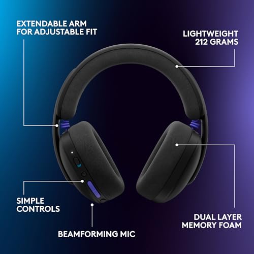 Logitech G325 Lightspeed Wireless Gaming Headset - Black | All-Day Comfort, Built-in Mic with Noise Reduction, 24-Bit Audio, 24+ Hr Battery Life, for PC, PlayStation, Switch, Mobile - color: Black