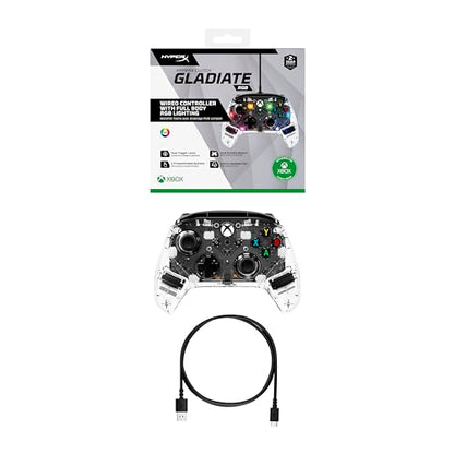 HyperX Clutch Gladiate RGB – Wired Controller, Officially Licensed by Xbox, Programmable RGB Lighting, Dual Trigger Locks, Programmable Buttons, Dual Rumble Motors, Clear - color: RGB