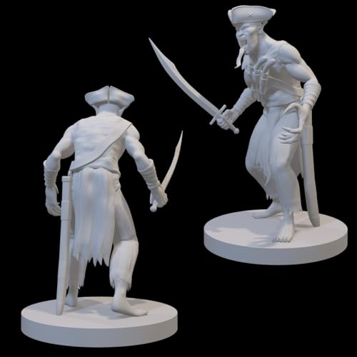 Undead Miniatures for DND Pathfinder RPG Unpainted Resin 28mm-32mm 3D Printed (Ghast Pirate)