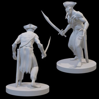 Undead Miniatures for DND Pathfinder RPG Unpainted Resin 28mm-32mm 3D Printed (Ghast Pirate)